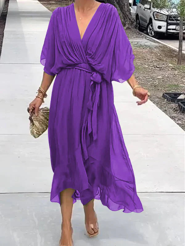 Ramilya - Chiffonkleid mit V-Ausschnitt