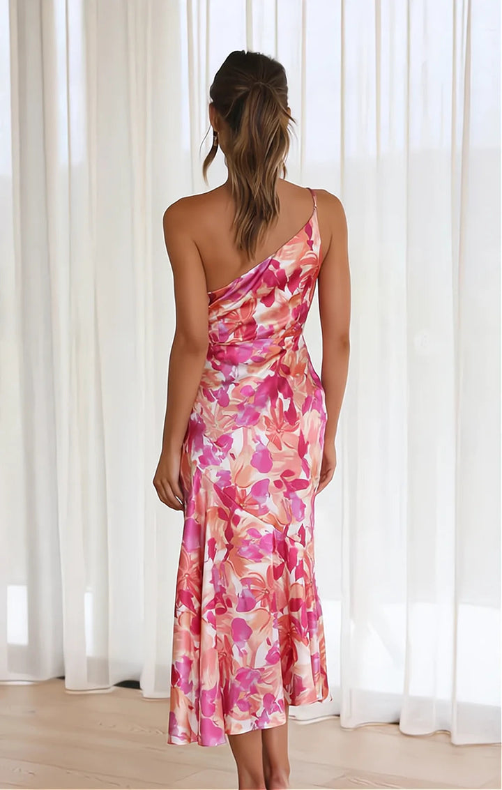 Cynthia - Satin Kleid Mit Blumenmuster