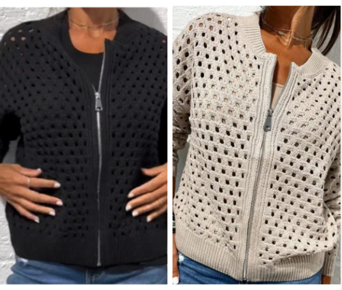 Raluca – Lässige Strick Jacke Mit Reißverschluss
