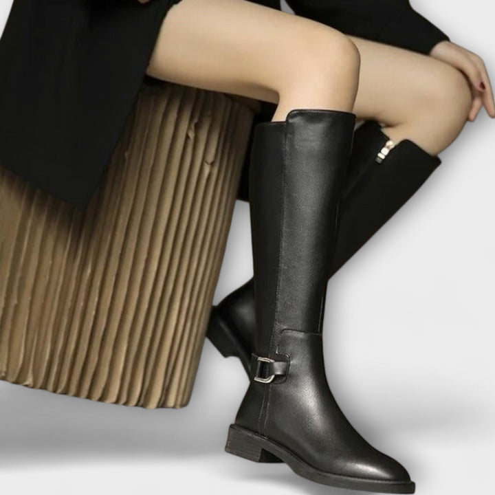 Hilmira - Leder Knie Hoch Stiefel