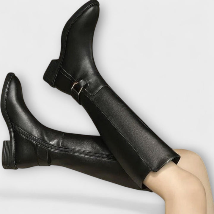 Hilmira - Leder Knie Hoch Stiefel