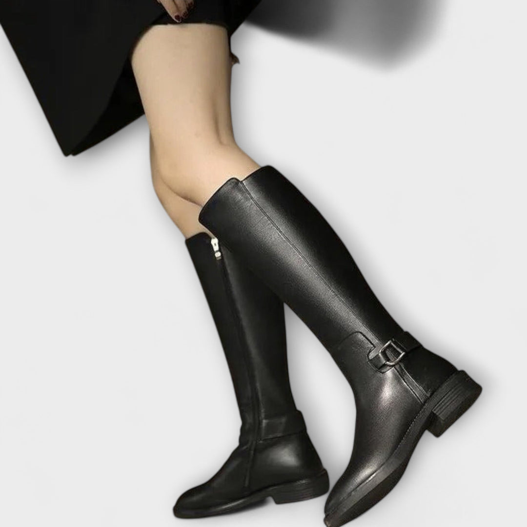 Hilmira - Leder Knie Hoch Stiefel