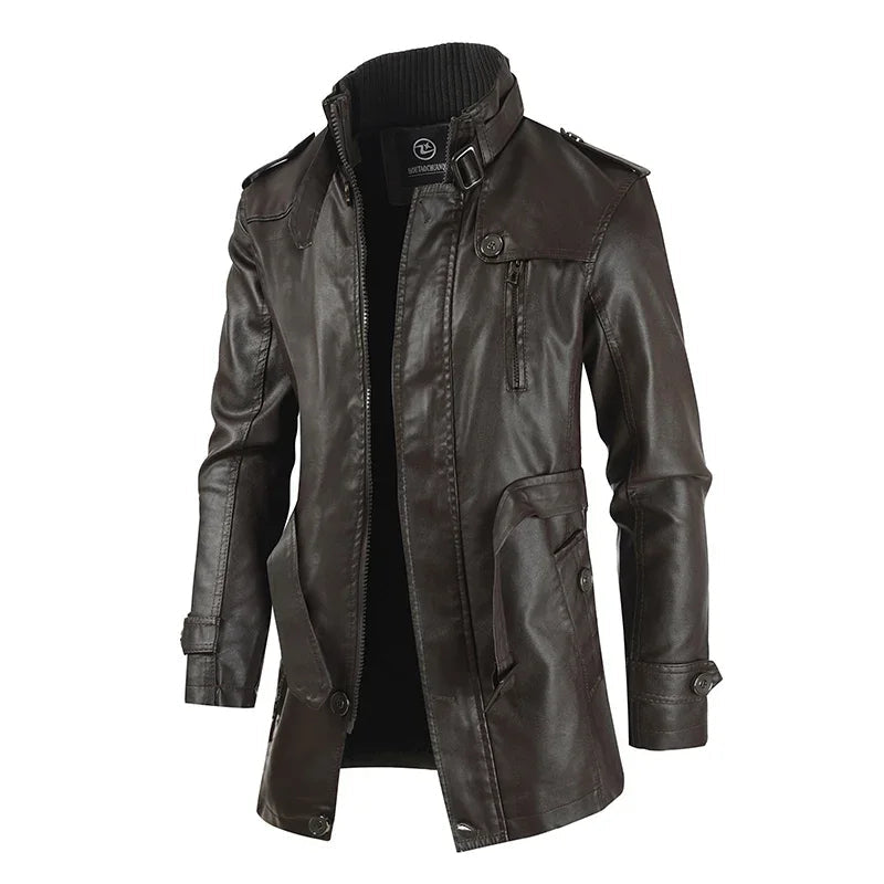 Zacharias – Elegante Lange Leder Bikerjacke