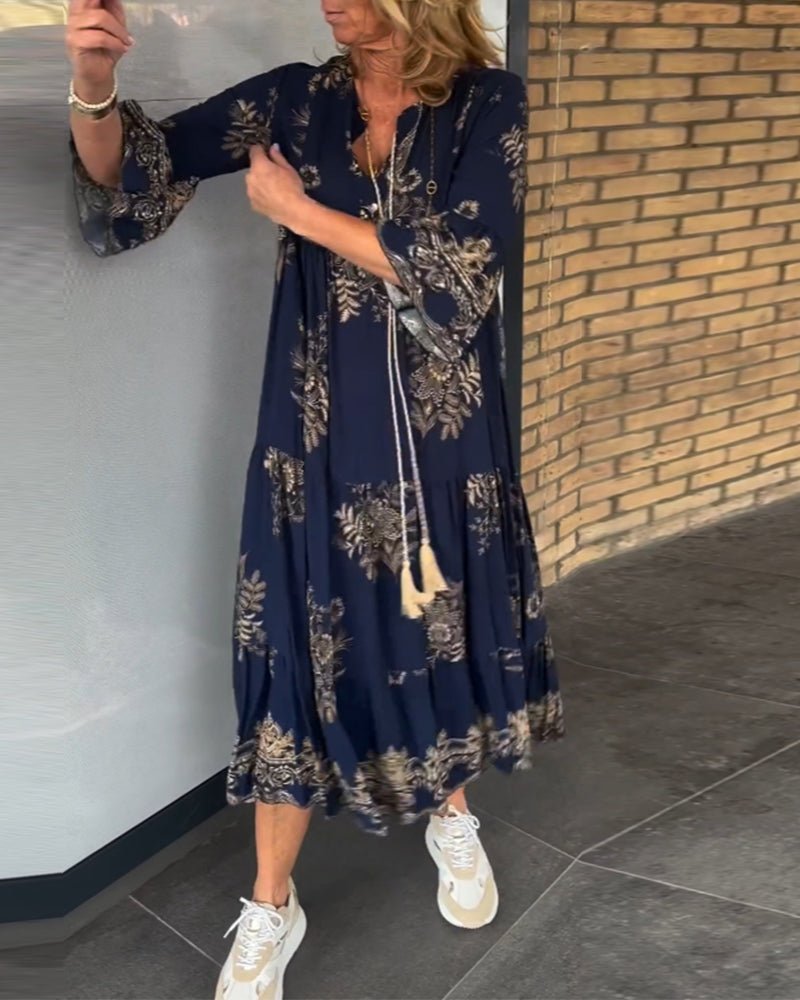 Hypatia – Vintage Kleid Mit V-Ausschnitt