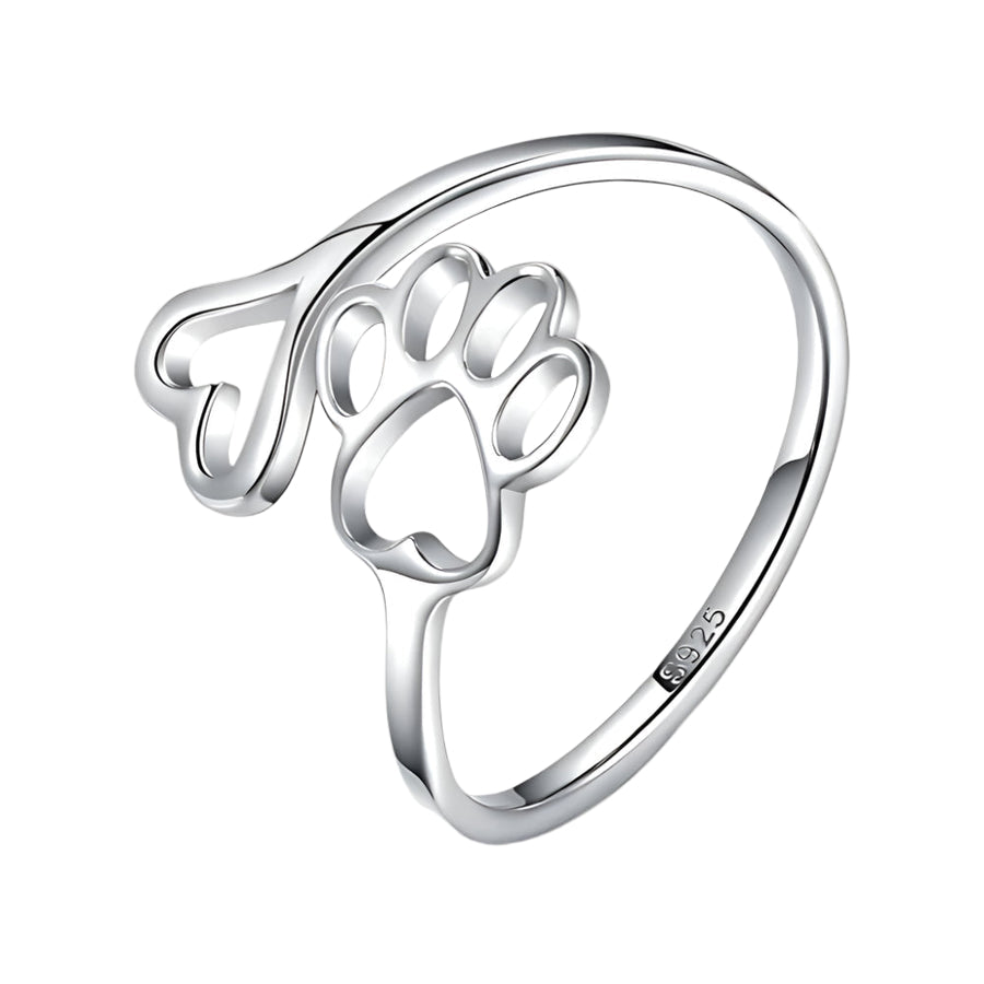 HeartPaw – Handgefertigter Ring mit Pfote und Herz