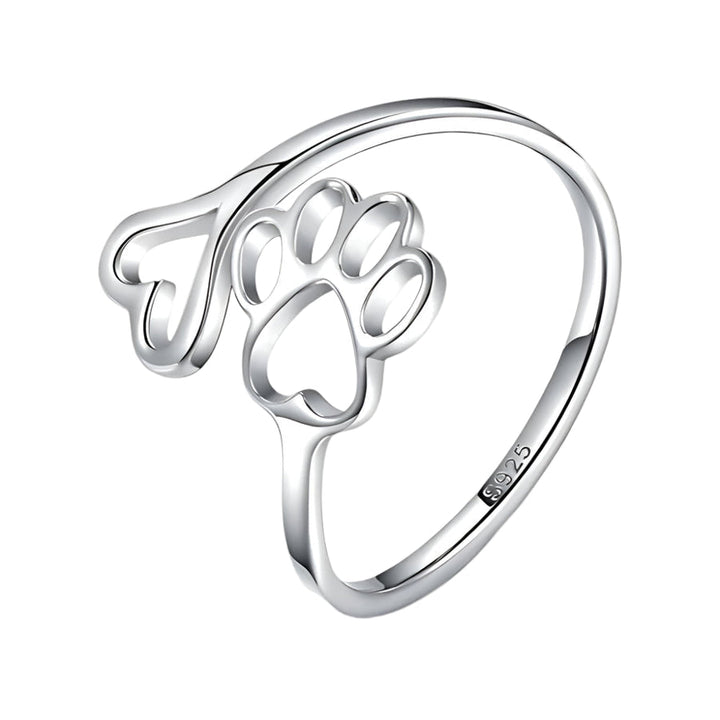 HeartPaw – Handgefertigter Ring mit Pfote und Herz