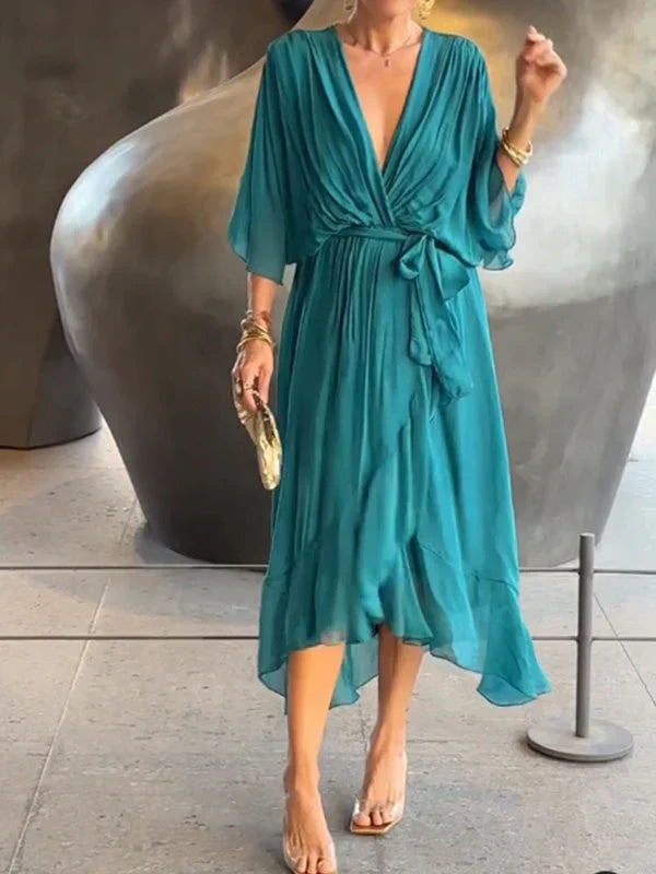 Ramilya - Chiffonkleid mit V-Ausschnitt