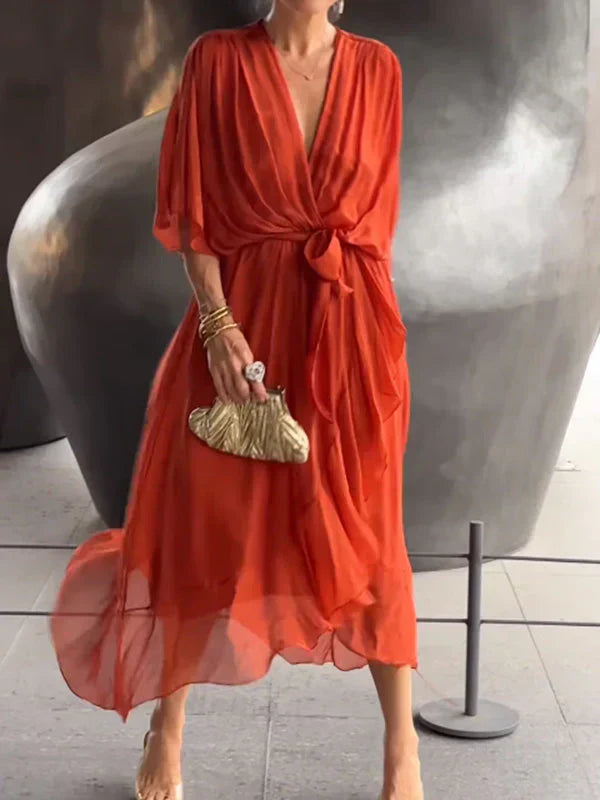 Ramilya - Chiffonkleid mit V-Ausschnitt