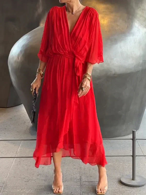 Ramilya - Chiffonkleid mit V-Ausschnitt