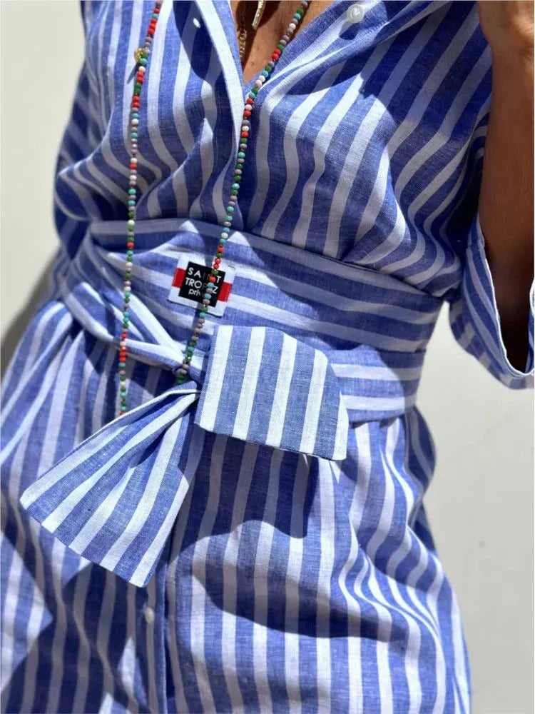 Reenata – Gestreiftes Kleid Mit Kragen