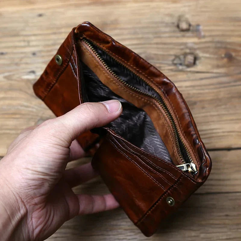 TruePouch – Leder Brieftasche Mit Reißverschluss