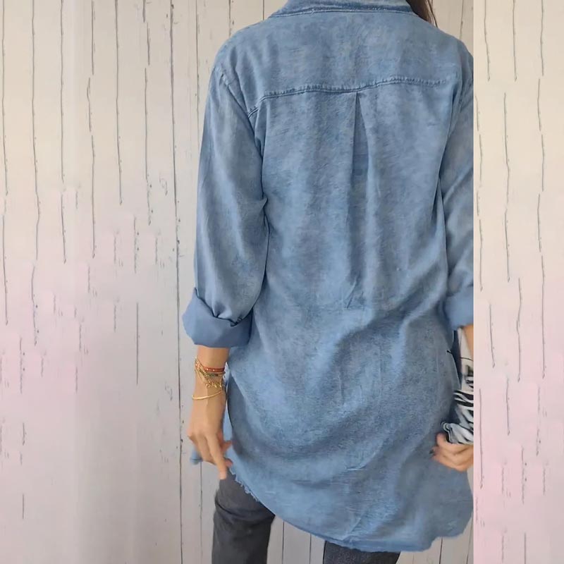 Christiane - Trendiger Überlanges Jeanshemdkleid