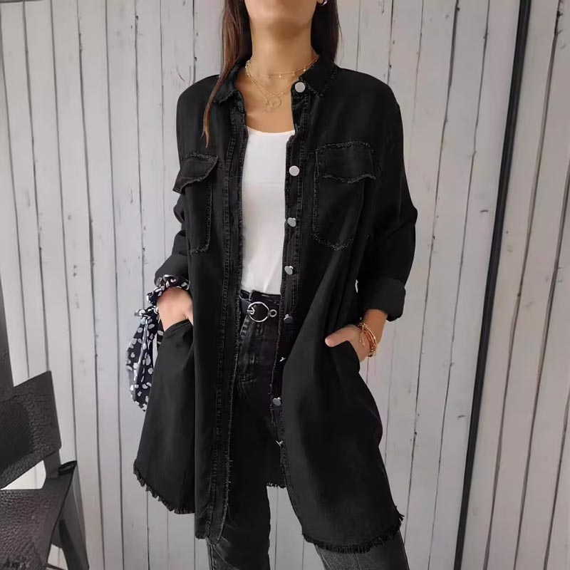 Christiane - Trendiger Überlanges Jeanshemdkleid