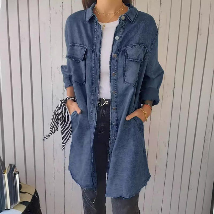 Christiane - Trendiger Überlanges Jeanshemdkleid