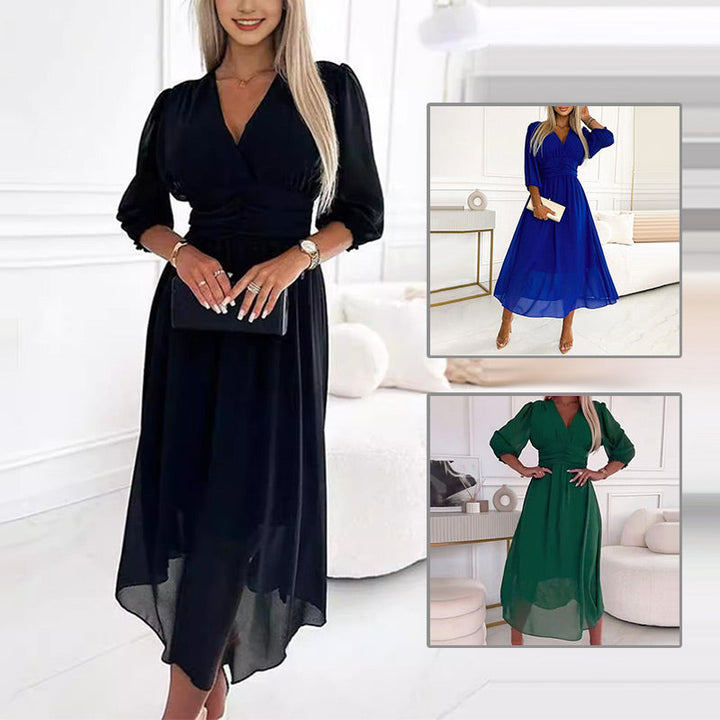 Svana –  V-Ausschnitt  Chiffon-Kleid