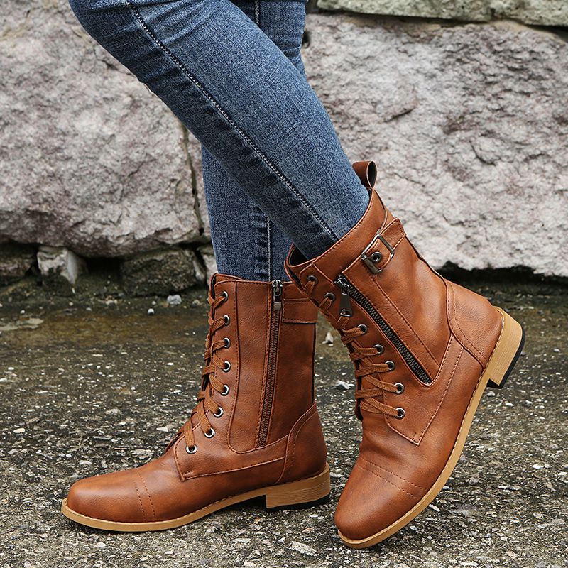 Eugenie – Orthopädische Seitlichem Reißverschluss Lederstiefel