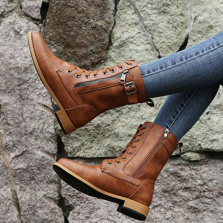 Eugenie – Orthopädische Seitlichem Reißverschluss Lederstiefel