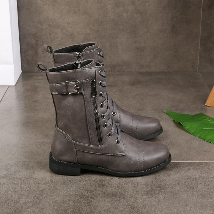 Eugenie – Orthopädische Seitlichem Reißverschluss Lederstiefel