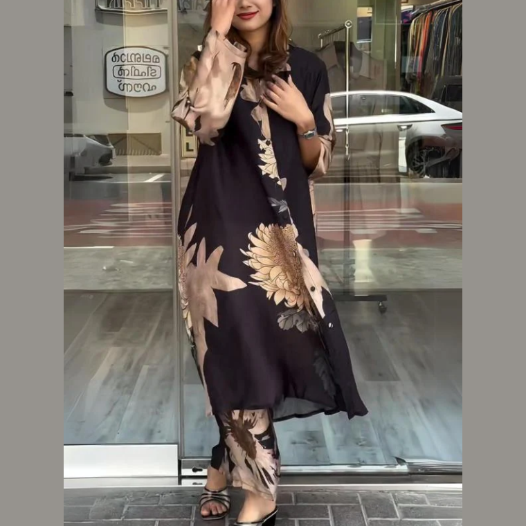 Quenira – Fließendes Hemdkleid 2 Teiliges Set