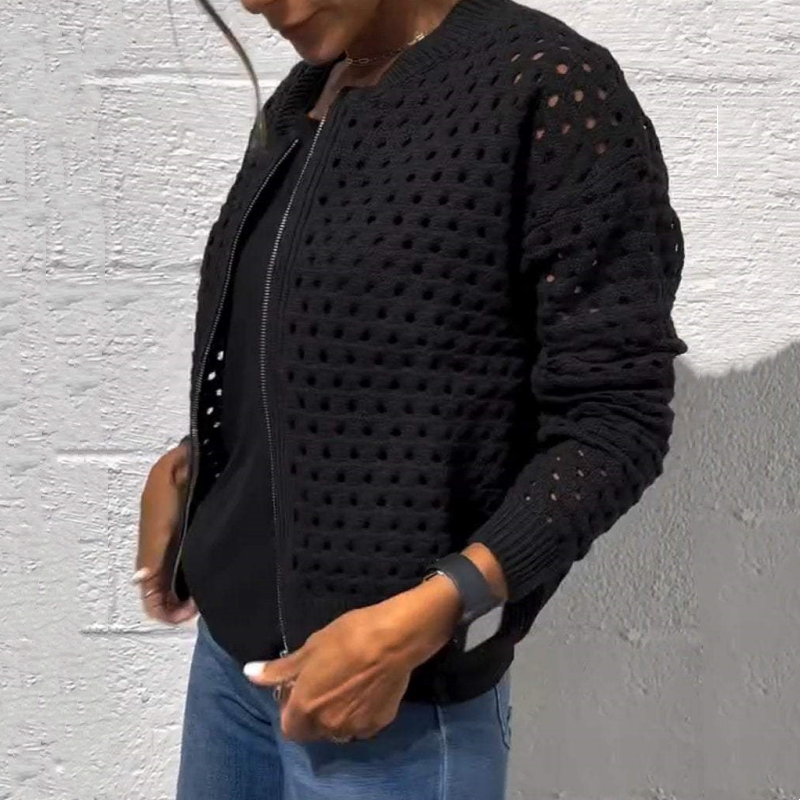 Raluca – Lässige Strick Jacke Mit Reißverschluss