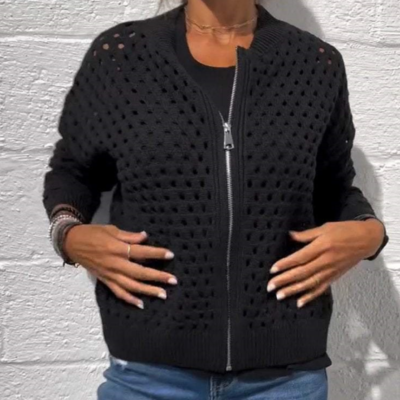 Raluca – Lässige Strick Jacke Mit Reißverschluss