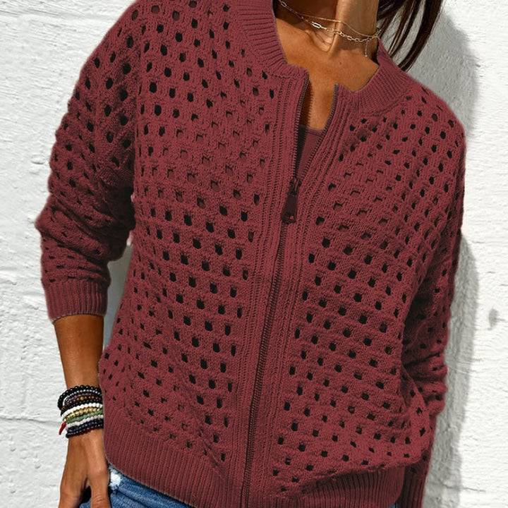 Raluca – Lässige Strick Jacke Mit Reißverschluss