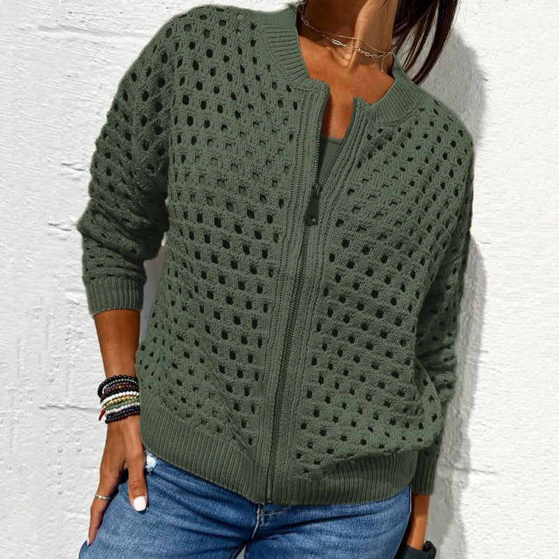 Raluca – Lässige Strick Jacke Mit Reißverschluss