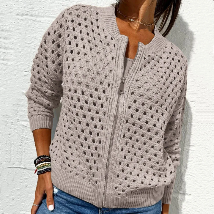 Raluca – Lässige Strick Jacke Mit Reißverschluss