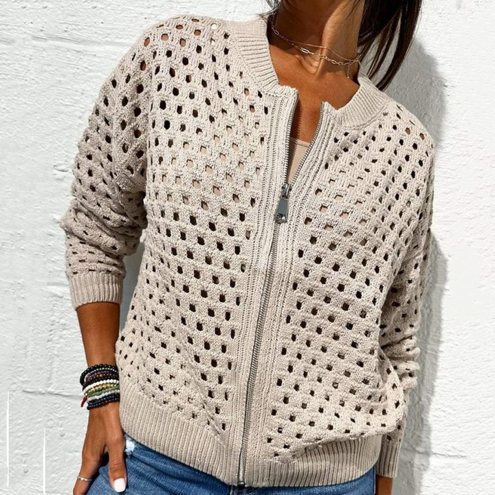 Raluca – Lässige Strick Jacke Mit Reißverschluss