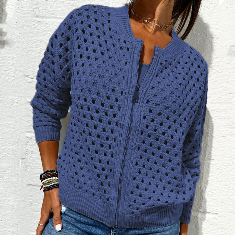 Raluca – Lässige Strick Jacke Mit Reißverschluss