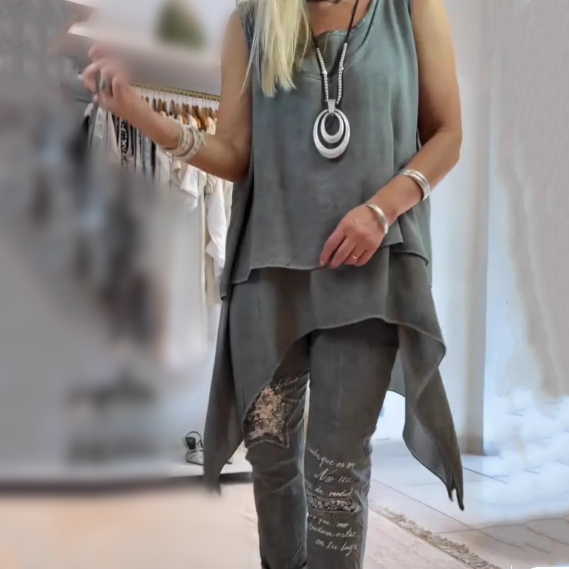 Sousana - Ärmelloses Oberteil und bedruckte Hose
