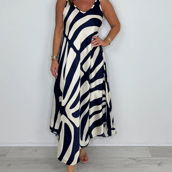 Rodica – Elegantes ärmelloses Maxi Kleid Mit V Ausschnitt