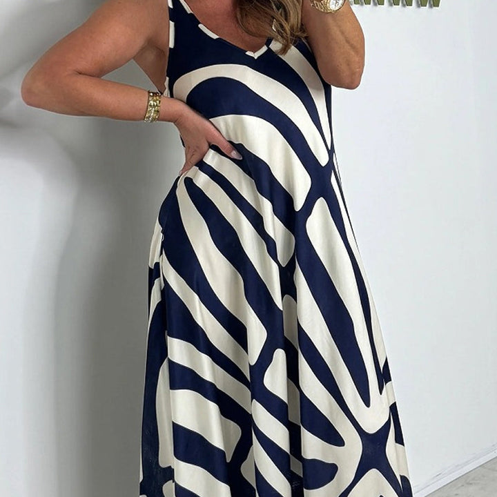 Rodica – Elegantes ärmelloses Maxi Kleid Mit V Ausschnitt
