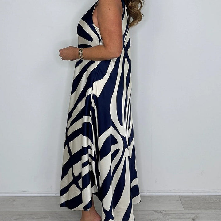 Rodica – Elegantes ärmelloses Maxi Kleid Mit V Ausschnitt