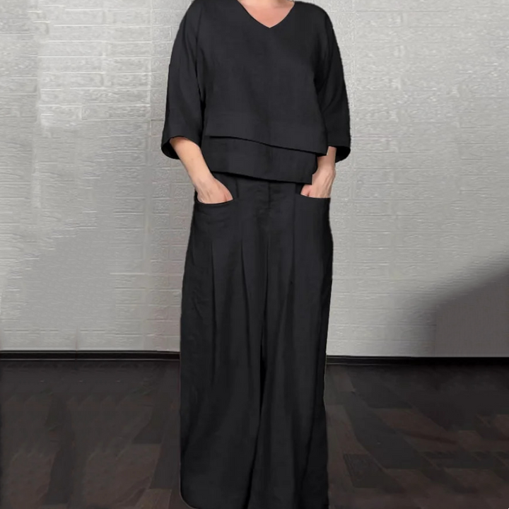 Louna - Eleganter Zweiteiliger Anzug Aus Baumwolle Und Leinen