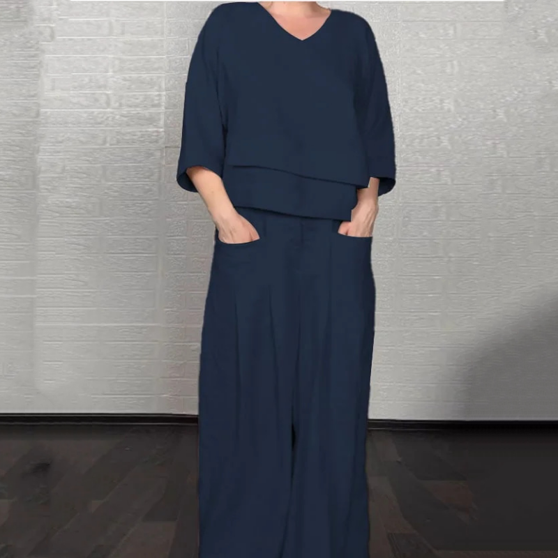 Louna - Eleganter Zweiteiliger Anzug Aus Baumwolle Und Leinen