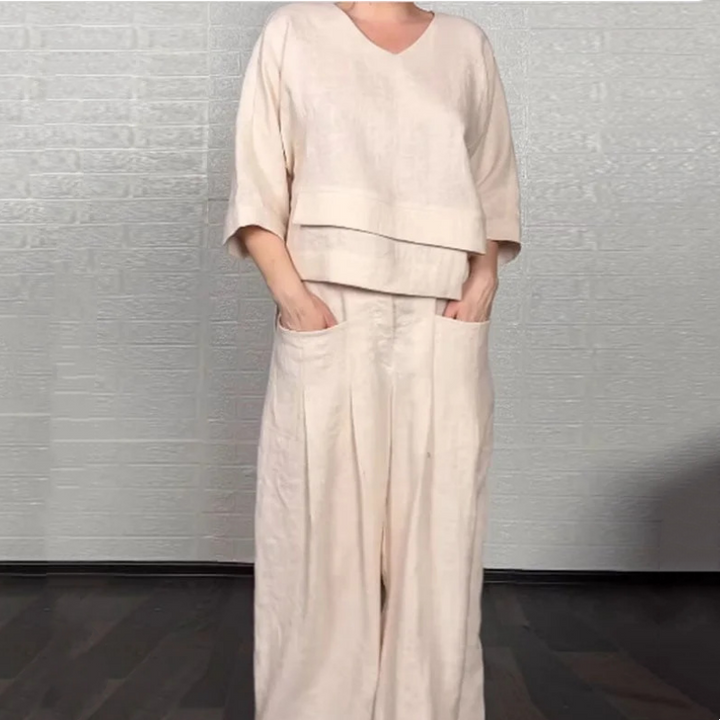Louna - Eleganter Zweiteiliger Anzug Aus Baumwolle Und Leinen