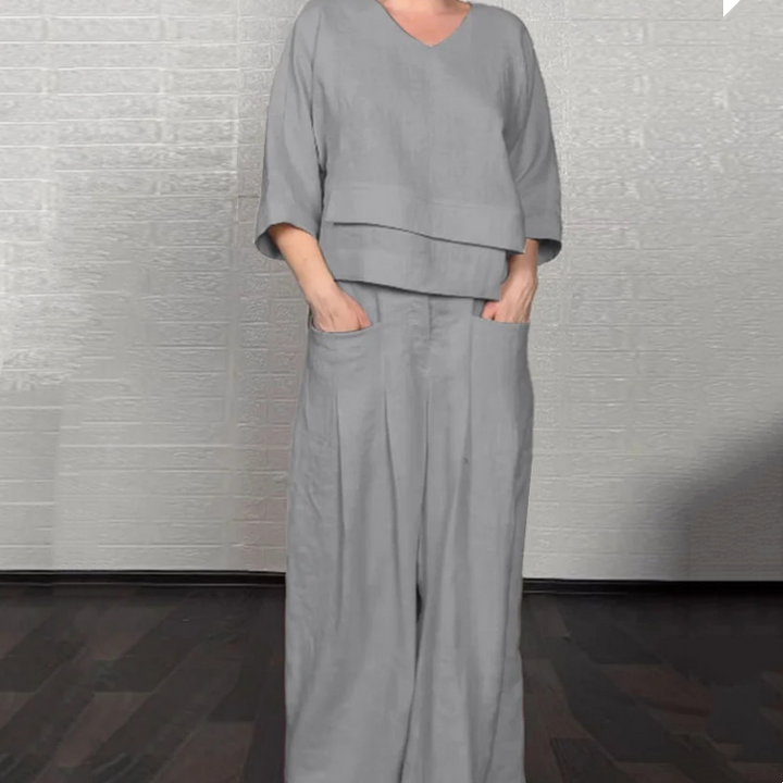 Louna - Eleganter Zweiteiliger Anzug Aus Baumwolle Und Leinen