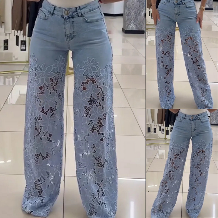 Efthymia - Flickwerk Denim Jeans Mit Modischer Spitze