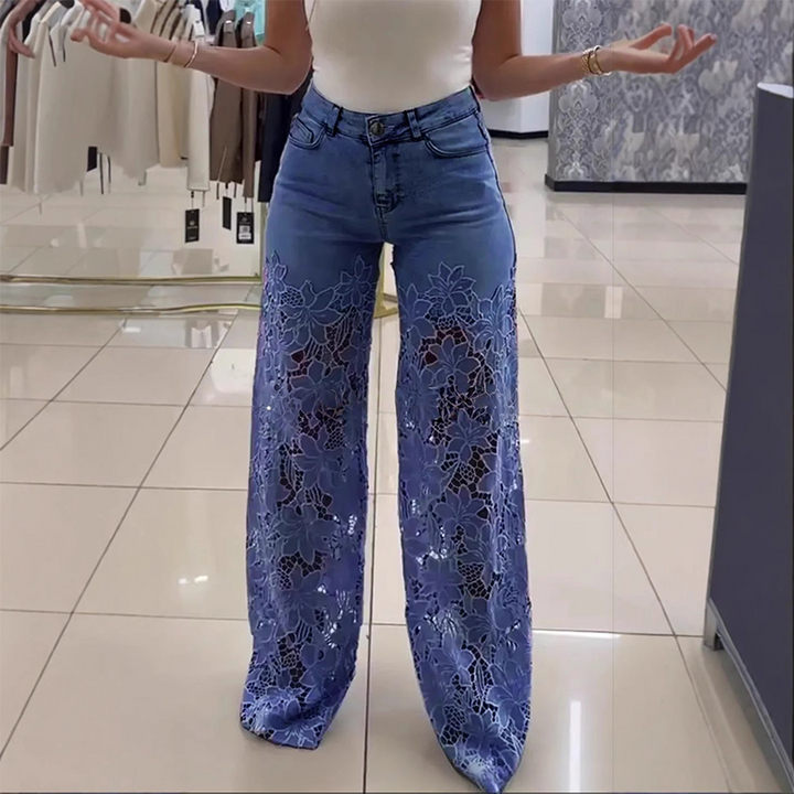 Efthymia - Flickwerk Denim Jeans Mit Modischer Spitze