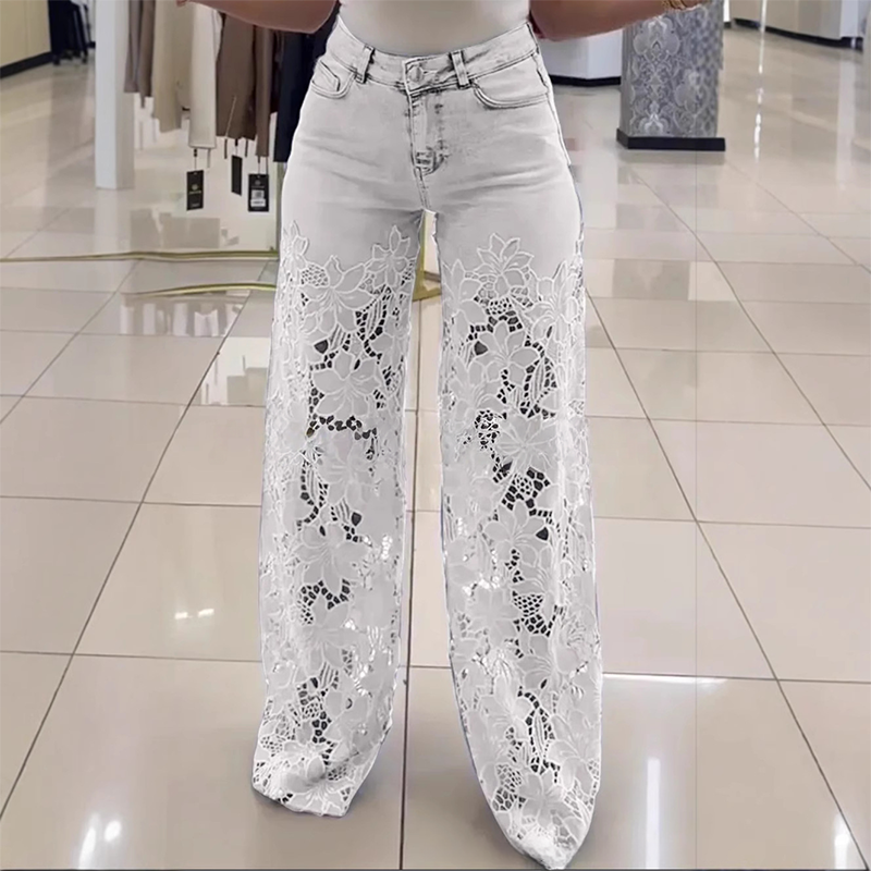 Efthymia - Flickwerk Denim Jeans Mit Modischer Spitze