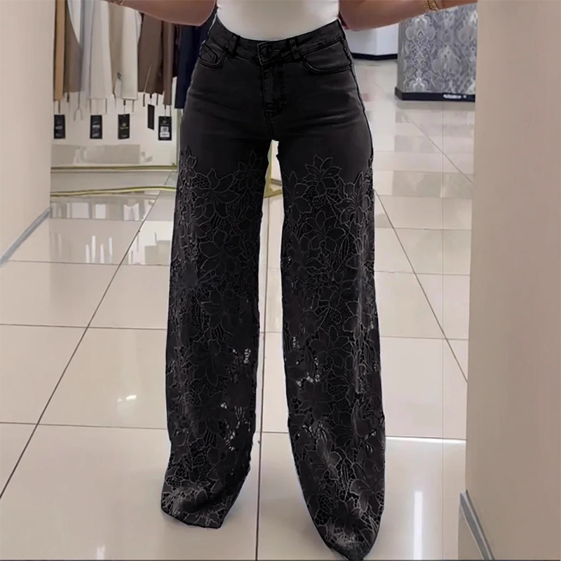 Efthymia - Flickwerk Denim Jeans Mit Modischer Spitze