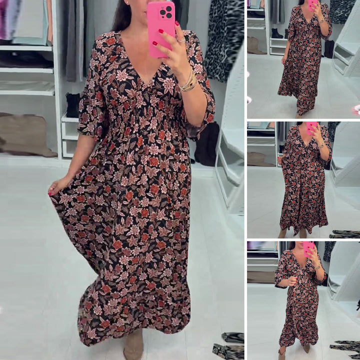 Meika – Bedrucktes Maxikleid mit V-Ausschnitt