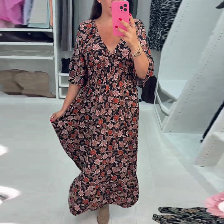 Meika – Bedrucktes Maxikleid mit V-Ausschnitt