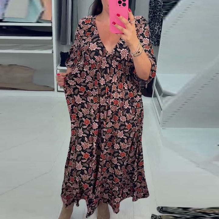 Meika – Bedrucktes Maxikleid mit V-Ausschnitt