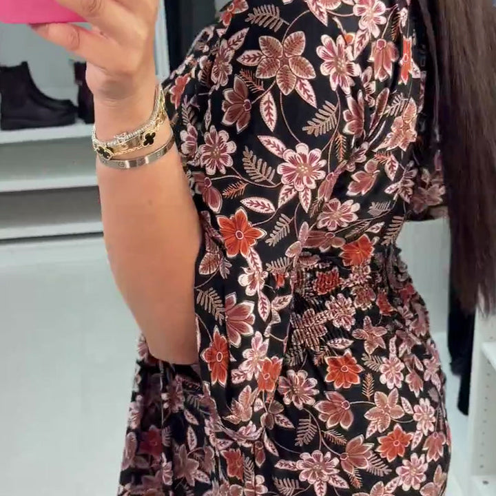 Meika – Bedrucktes Maxikleid mit V-Ausschnitt