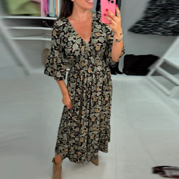 Meika – Bedrucktes Maxikleid mit V-Ausschnitt