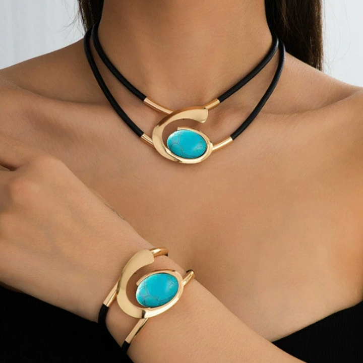Brisia – Vintage Boho Halskette und Armband Set