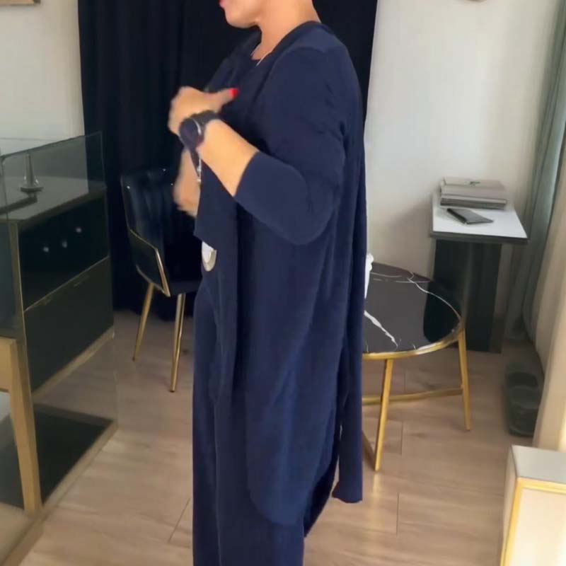 Mouna - Elegantes 3-Teiliges Set Mit Langem Strickjacke