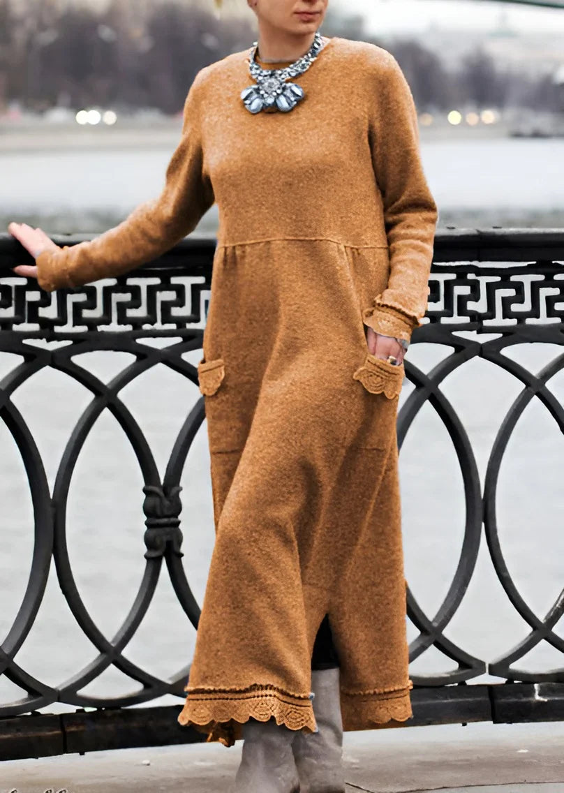 Nesrin – Lässiges Langarm Kleid Mit Rundhalsausschnitt